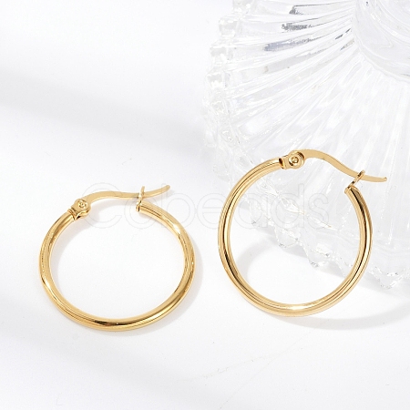 PVD Vacuum Plating 201 Stainless Steel Hoop Earrings with 304 Stainless Steel Pins for Women EJEW-D279-12G-02-1