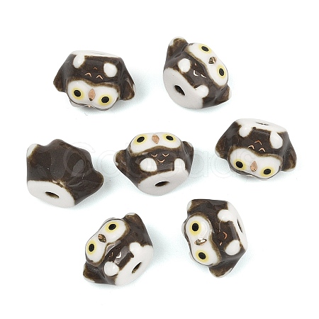 Cute Hand Painted Mini Owl Porcelain Beads PORC-F014-01B-1