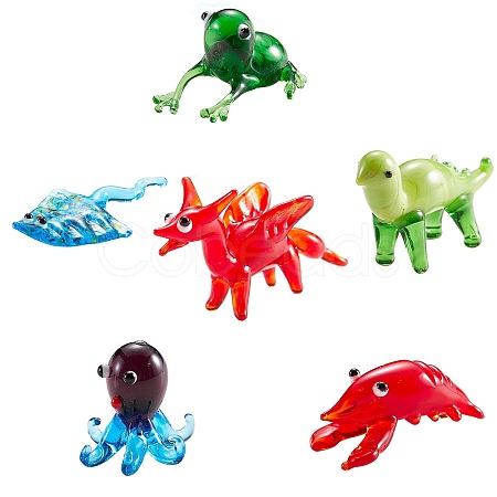 6Pcs 6 Style Handmade Lampwork Display Decorations AJEW-SZ0002-30-1