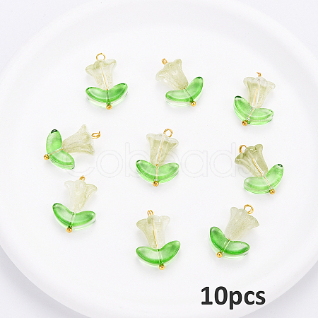 10Pcs Glass Pendants PALLOY-YW00040-04-1