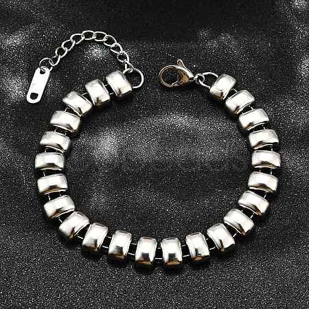 304 Stainless Steel Rectangle Link Chain Braceletes for Women BJEW-R022-01P-1