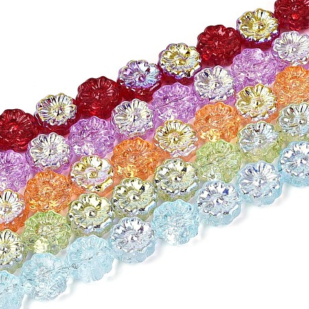 Electroplate Transparent Glass Beads Strands EGLA-N055-01-1