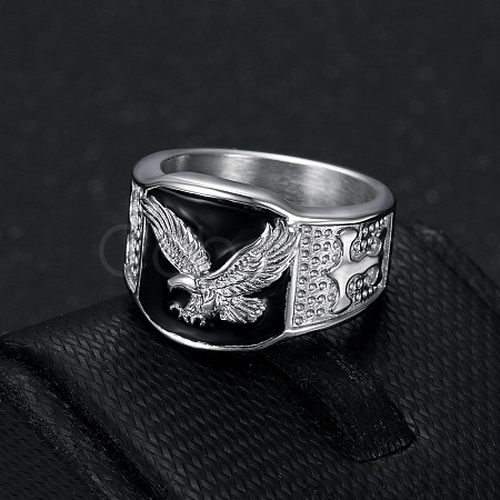 304 Stainless Steel and Enamel Finger Rings for Men FS-WG4515C-06-1