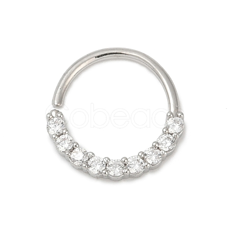 316L Surgical Stainless Steel Micro Pave Clear Cubic Zirconia Hoop Nose Rings WGE451E-05-1