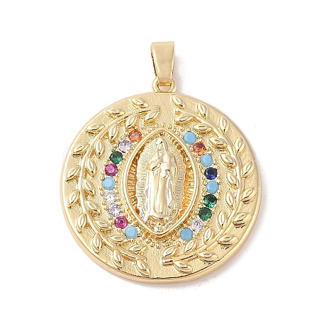 Brass Cubic Zirconia Pendants KK-Z050-12G-1