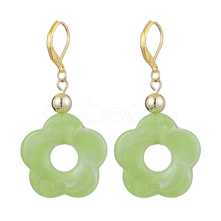 Acrylic Flower Dangle Leverback Earrings EJEW-JE05625-05-1