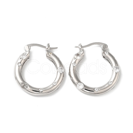 Cubic Zirconia Hoop Earrings EJEW-Z019-23D-P-1