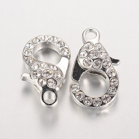 Alloy Glass Rhinestone Lobster Claw Clasps ZIRC-F022-63P-1