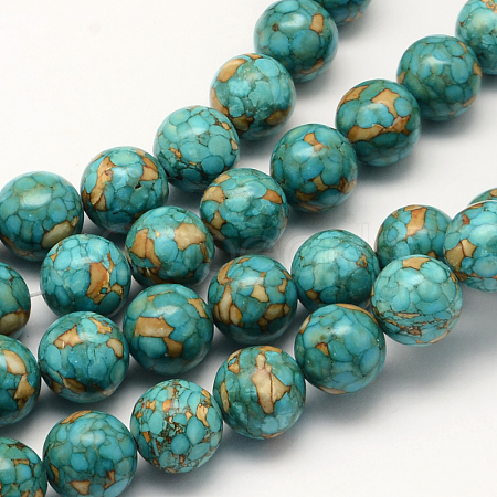 Dyed Synthetic Turquoise Round Bead Strands TURQ-Q100-01A-01-1