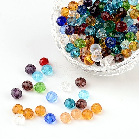 Faceted Rondelle Transparent Glass Beads GLAA-R152-6mm-M1-1