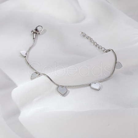 Elegant Stainless Steel Heart Charm Bracelets YI5827-1-1