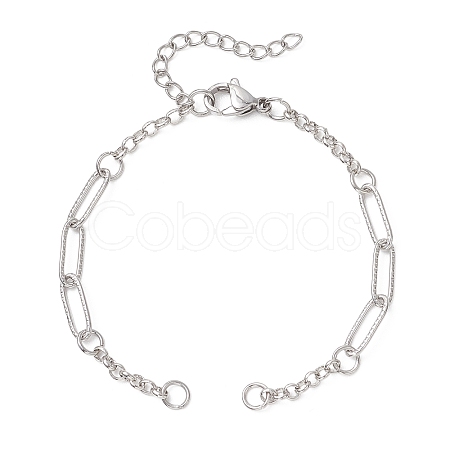 304 Stainless Steel Paperclip Chain Rolo Chain Bracelet Making AJEW-JB01498-1