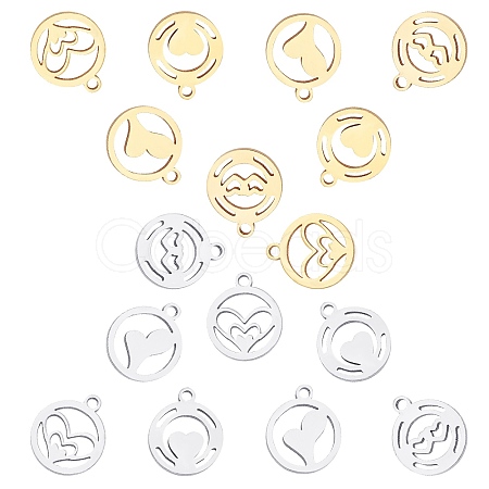 16Pcs 4 Styles 304 Stainless Steel Charms STAS-SC0002-65-1