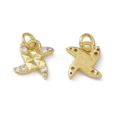 Rack Plating Brass Cubic Zirconia Charms KK-M231-03G-1