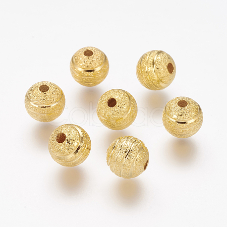 Brass Textured Beads KK-B208-G-1