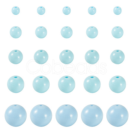 100Pcs 5 Styles Opaque Acrylic Beads MACR-TADJ0001-12E-1