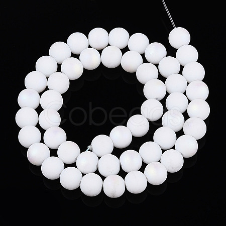 Frosted Opaque Glass Beads Strands GLAA-T032-P8mm-MBB02-1