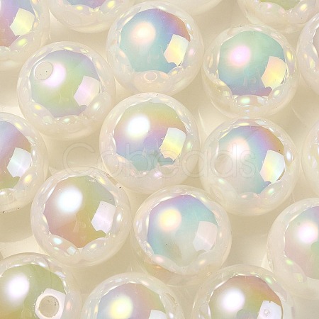 UV Plating Rainbow Iridescent Acrylic Beads PACR-E001-03J-1