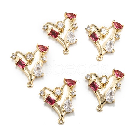 Brass Micro Pave Red Cubic Zirconia Pendants ZIRC-P086-27G-1