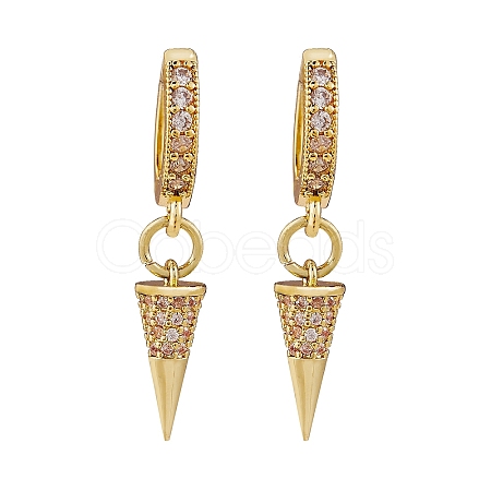 Clear Cubic Zirconia Cone Drop Huggie Hoop Earrings EJEW-SW00005-09-1