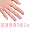 Nail Art Sets, with 24pcs Plastic Nail Tips, 24pcs Double Side Jelly Nail Glue , Pink, 14.5~23x7~14mm, about 24pcs/set