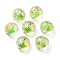 UV Plating Rainbow Iridescent Acrylic Beads, Two Tone Bead in Bead, Fruit, Lawn Green, 16x15.5x16.5mm, Hole: 3.5mm