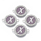 Alloy Enamel Links Connectors, with Crystal Rhinestones, Flat Round with Letter, Silver Color Plated, Letter.X, 22x16x2mm, Hole: 1.8mm