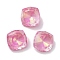 Glass Rhinestone Cabochons, Point Back & Back Plated, Faceted, Square, Fuchsia, 10x10x5mm