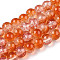 Transparent Crackle Baking Painted Glass Beads Strands, Imitation Opalite, Round, Coral, 8.5x7.5mm, Hole: 1.5mm, about 107~109pcs/strand, 30.71 inch~31.30 inch(78~79.5cm)