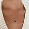 Alloy Rhinestone Sun Pendant Necklaces for Women, Golden, Emerald, 16.14 inch(41cm)