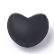 Food Grade Eco-Friendly Silicone Focal Beads, Chewing Beads For Teethers, DIY Nursing Necklaces Making, Heart, Black, 16x19x10mm, Hole: 2.5mm