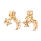 Brass Pendants, Moon & Star, Real 18K Gold Plated, 28mm, Hole: 3.5mm