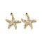 304 Stainless Steel Rhinestone Starfish, Golden, 13.5x11x2mm, Hole: 0.8mm