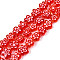 Handmade Millefiori Glass Bead Strands, Plum Bossom, Red, 7~9x7.5~9x2.5~3mm, Hole: 1mm, about 52~54pcs/strand, 15.75 inch~15.94 inch(40~40.5cm)