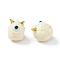 Halloween Opaque Resin Beads, with Golden Tone Alloy Horns, Single-Eye Monster, Beige, 13x10.5x12mm, Hole: 1.8mm