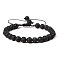 Natural Lava Rock Round Bead Adjustable Braided Bracelets, 6mm