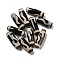 Tibetan Style dZi Beads Strands, Natural Dyed Agate Beads, Rice, Black, Ruyi Pattern, 28.5~30x10mm, Hole: 2~2.5mm