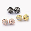 Round Brass Micro Pave Cubic Zirconia Beads ZIRC-D003-2-1