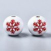 Painted Natural Wood European Beads WOOD-S057-039B-2