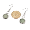 Hexagon Natural Green Aventurine Dangle Earrings EJEW-K298-01P-03-5