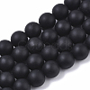 Natural Black Stone Bead Strands X-G-R193-01-10mm-1