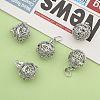 Eco-Friendly Hollow Brass Round Cage Pendants KK-L143-02-NR-7
