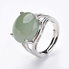 Adjustable Natural Green Aventurine Finger Rings X-RJEW-F075-01K-4
