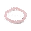 Natural Rose Quartz Bead Stretch Bracelets BJEW-K212-B-045-4