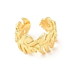 Brass Tropical Leaf Wrap Open Cuff Ring for Women RJEW-A015-08G-1