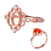Adjustable 925 Sterling Silver Micro Pave Cubic Zirconia Oval Ring Component STER-BC0003-56RG-1