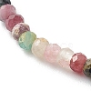 Faceted Rondelle Natural Multicolor Tourmaline Beads Stretch Bracelets BJEW-JB06383-11-4