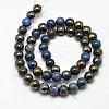 Electroplate Gemstone Natural Pyrite Round Beads Strands G-L129-8mm-01-3