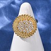Brass Micro Pave Cubic Zirconia Cuff Open Rings RJEW-F204-05G-1