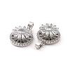 Brass Micro Pave Clear Cubic Zirconia Pendants KK-E068-VC301-3